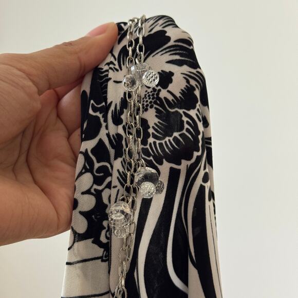 Vintage Italian Print Slinky One-Shoulder Top with Chain Strap (S) - Picture 3 of 10